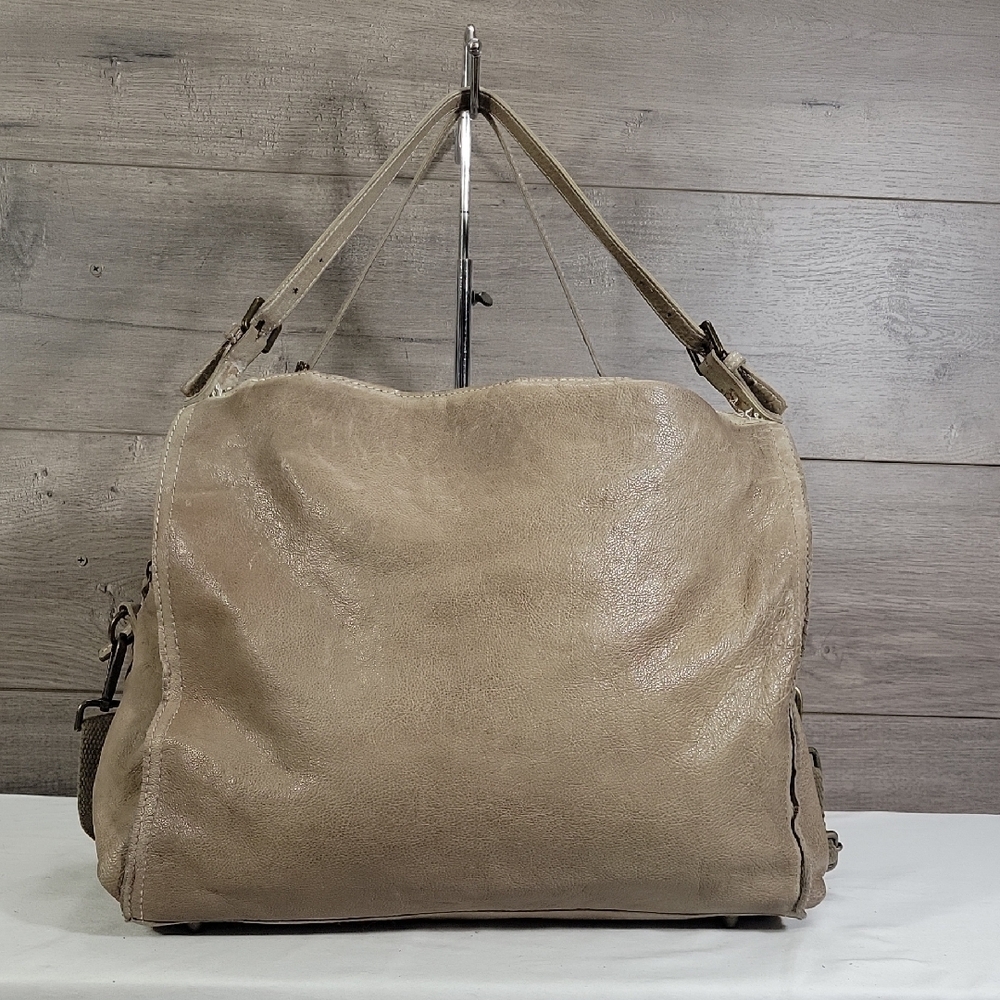 Free People Large Leather Hobo Shoulder Bag in Taupe